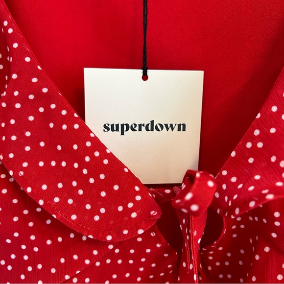 NWT Superdown Revolve Mercy Polka Dot Dress Red Size Small - Picture 7 of 16